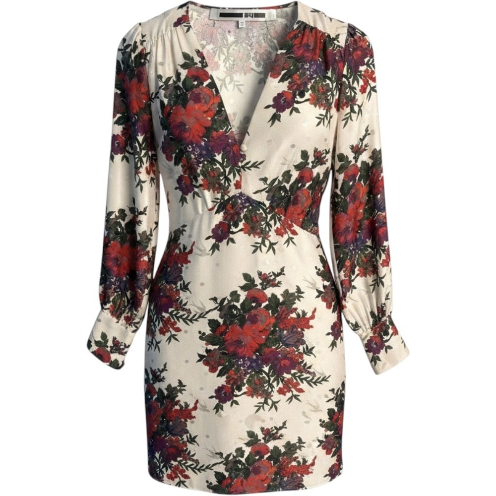 McQ Alexander McQueen Silk Floral Mini Dress White Red Cottagecore Coquette 38